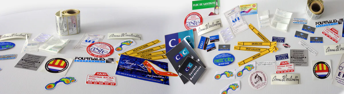Fabrication d'étiquettes et stickers multi-usages selon vos besoins spécifiques en terme de durabilité, températures extrêmes, résistance à l'humidité, aux UV, ultra-destructible, colle extra forte, etc.